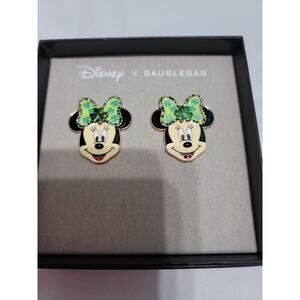 Disney x Baublebar St Patrick Clover Minnie Mouse Stud Earrings NIB